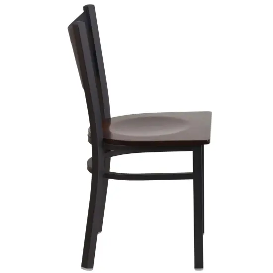Emma and Oliver 2 Pack Coffee Back Metal Restaurant Chair BurgVYL/BlackMetal {9}