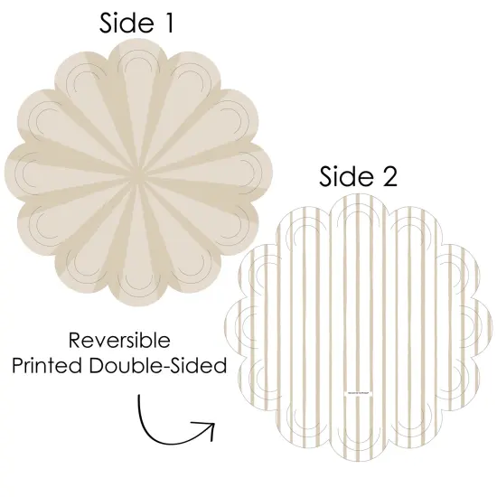 Big Dot of Happiness Tan Stripes - Simple Party Round Table Decorations - Paper Chargers - Place Setting For 12 {4}