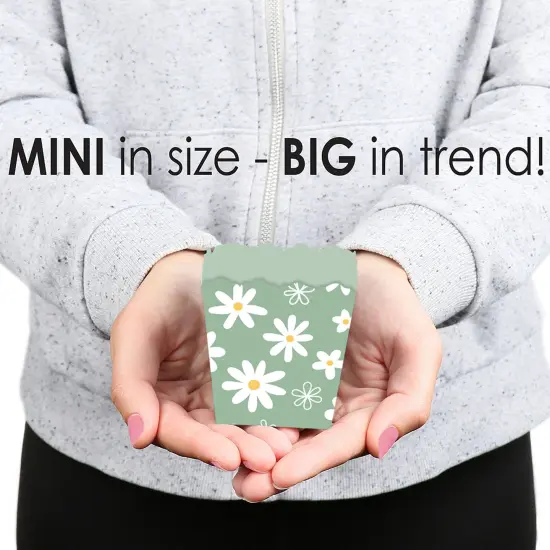 Big Dot of Happiness Sage Green Daisy Flowers - Party Mini Favor Boxes - Floral Party Treat Candy Boxes - Set of 12 {6}