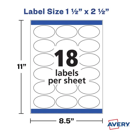 Avery Printable Blank Oval Labels, 1.5" x 2.5", Glossy White, 90 Customizable Labels (22814) {5}