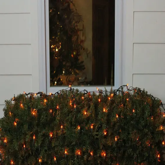 Northlight Mini Incandescent Net Style Christmas Lights - 4' x 6' - Orange - Green Wire {4}