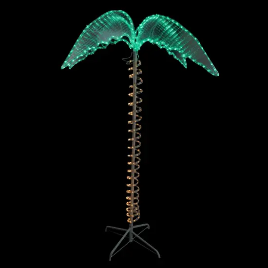 Northlight LED Rope Lighted Palm Tree Outdoor Decoration - 4.5' - Green and Clear Lights Brown {1}