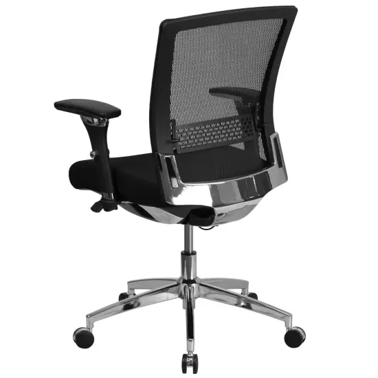 Emma and Oliver 24/7 300 lb. Rated Seat Slider Ergonomic Office Chair with Adjustable Lumbar Black LeatherSoft {8}