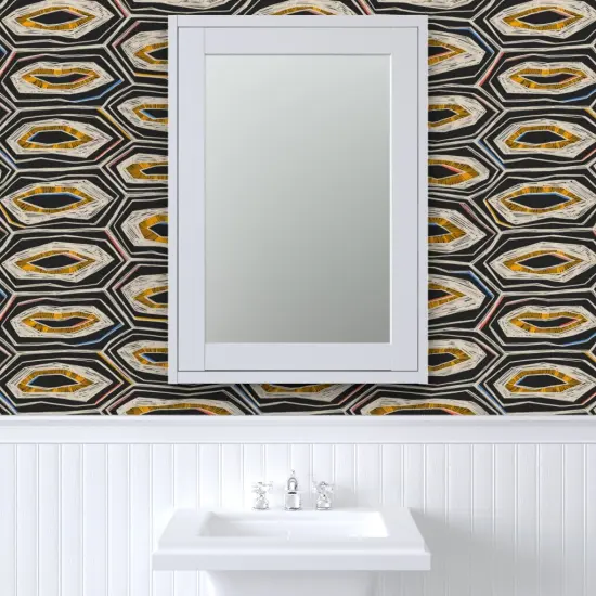 Peel & Stick Wallpaper 2FT Wide Tortoiseshell Abstract Bold Geometric Animal Print Hexagon Hand Drawn Custom Removable Wallpaper by Spoonflower {6}