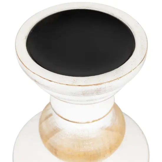 Northlight Wooden Pedestal Pillar Candle Holder - 5.5" - Brushed White {5}