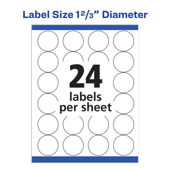Avery High Visibility Round Labels with Sure Feed for Laser Printers, 1-2/3", 600 Labels (5293) {6}