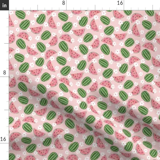 Various Fabrics by the Yard or Fat Quarter Pink Fruit Summer Daisy Watermelons Small Scale Garden Picnic Floral Custom Printed Fabric by Spoonflower {2}