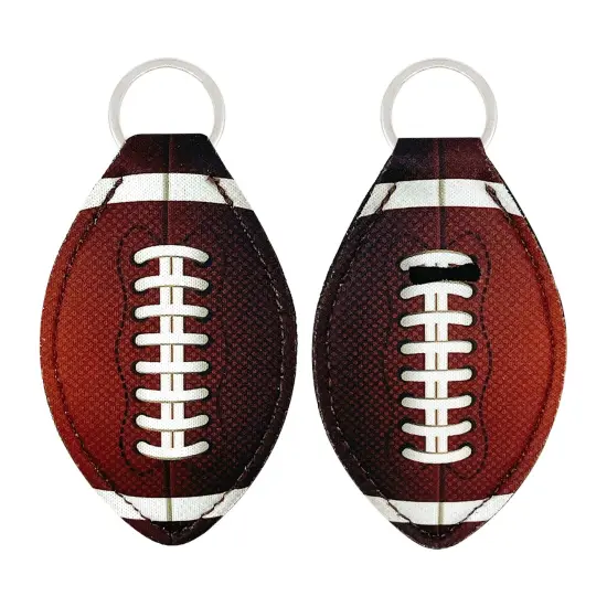 Wrapables 10 Pack Chapstick Holder Keychain with 10 Pieces Metal Clasps Football {6}