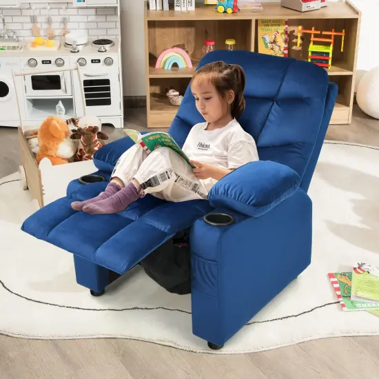 Kids Recliner Chair with Cup Holders Suitable for Children's Room, Living Room and Bedroom Light Blue {2}