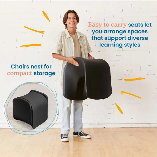 Wave Seat, 18in - 19.6in Seat Height, Perch Stool Black {5}