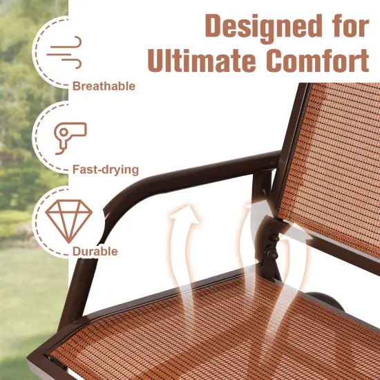 Swing Glider Chair 48 Inch Loveseat Rocker Lounge Backyard Brown {5}