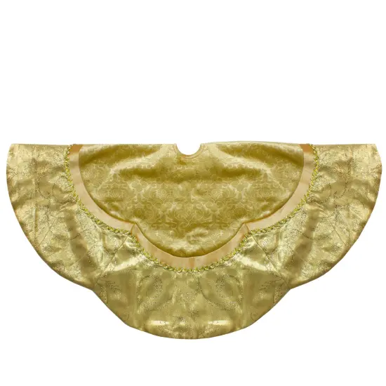 Northlight 48-Inch Golden Scalloped Velvet Christmas Tree Skirt With a Metallic Trim {1}
