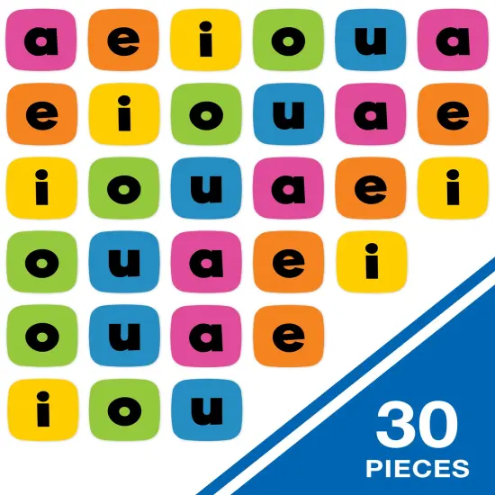 Carson Dellosa 30-Piece Dry Erase Vowels Edu-Clings Set, 3.5" Silicone A, E, I, O, U Letter Manipulatives for Digraphs and CVC Word Games, Phonics, Spelling, and Grammar Practice {2}