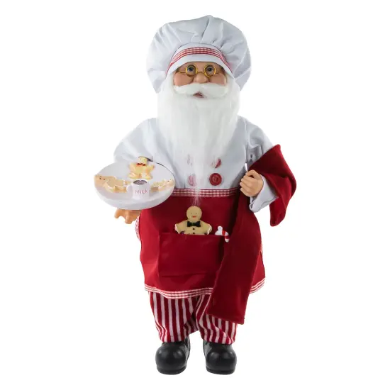 Northlight 16" Chef Santa with Cookies and Napkin Christmas Figure Red {1}