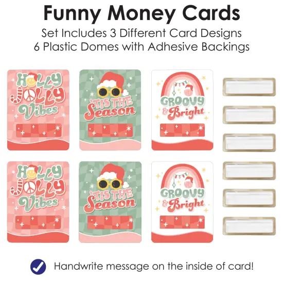 Big Dot of Happiness Groovy Christmas - DIY Assorted Pastel Holiday Party Cash Holder Gift - Funny Money Cards - Set of 6 {7}