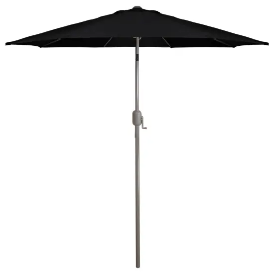 Northlight 9ft Outdoor Patio Market Umbrella with Hand Crank and Tilt, Black {1}