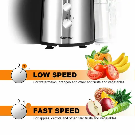 Costway Electric Juicer Wide Mouth Fruit & Vegetable Centrifugal Juice Extractor 2 Speed {5}