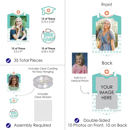 Big Dot of Happiness Medical School Graduation Party Vertical Photo Garland 35 Pieces {4}