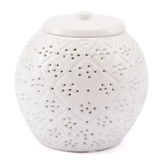Zuo D&eacute;cor Floral Covered Jar White {1}