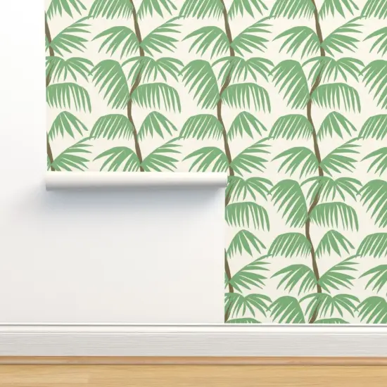Pre-Pasted Wallpaper 2FT Wide Abstract Palms Tropical Stripe Nature Minimalist Summer Vibes Large Scale Custom Pre-pasted Wallpaper by Spoonflower {2}