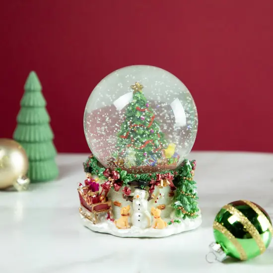 Northlight Gifts Under the Christmas Tree Musical Snow Globe - 6.5" Green {3}