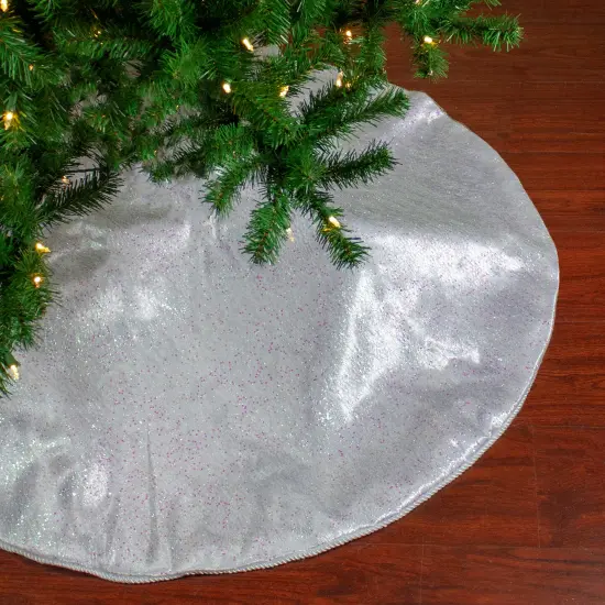 Northlight 48" White Iridescent Holographic Glittered Christmas Tree Skirt {1}