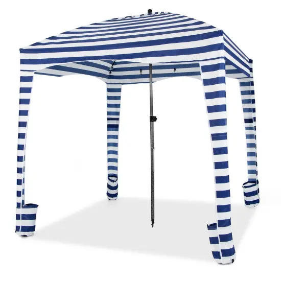 Costway 6 x 6FT Foldable Beach Cabana Tent withCarrying Bag Detachable Sidewall {1}