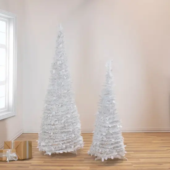 Northlight 6' White Tinsel Pop-Up Artificial Christmas Tree, Unlit {3}