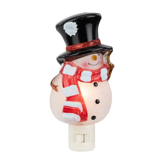 Northlight Peeking Snowman in Black Top Hat and Scarf Christmas Night Light - 6.5" White {3}
