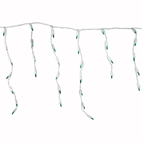 Hofert Everglow Icicle Christmas Lights- Green - 6.6' White Wire - 100ct {1}