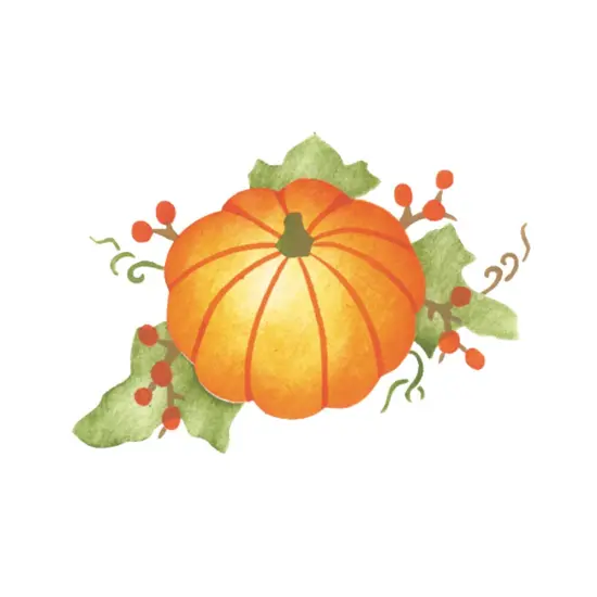 Small Pumpkin with Leaves/Berries Wall Stencil | 3141A by Designer Stencils | {1}
