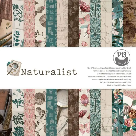 P13 Double-Sided Paper Pad 12"X12" 12/Pkg-Naturalist {1}
