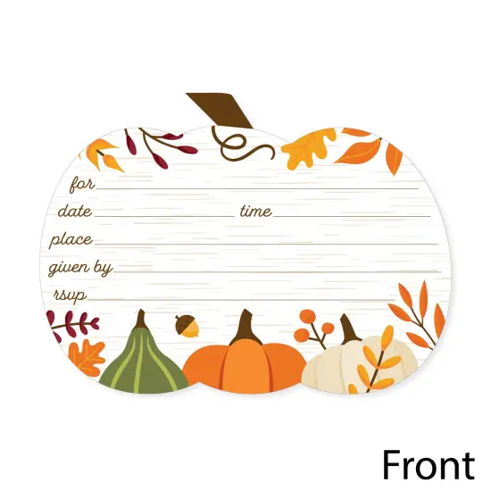 Big Dot of Happiness Fall Friends Thanksgiving - Shaped Fill-In Invitations - Friendsgiving Party Invitation Cards with Envelopes - Set of 12 {4}