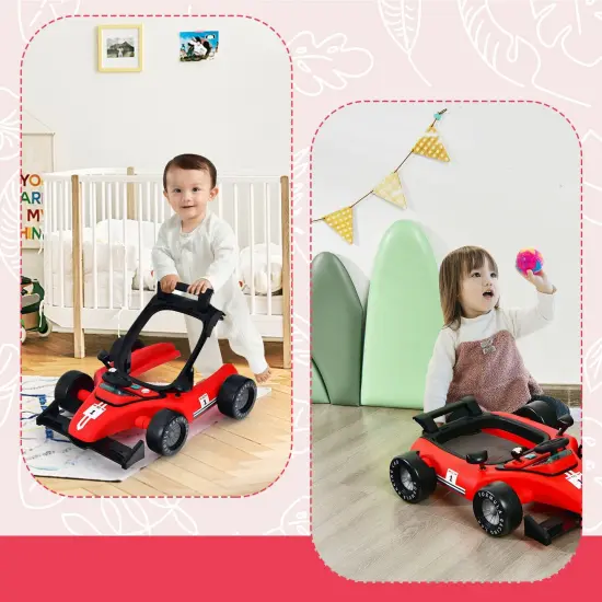 4-in-1 Foldable Activity Push Walker with Adjustable Height Red {6}