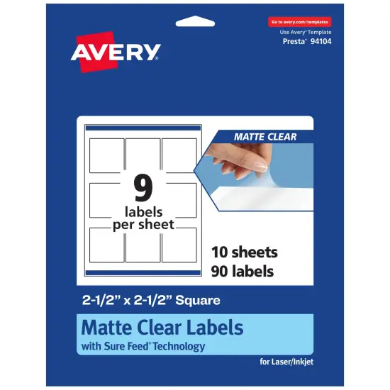 Avery Matte Clear Labels,2-1/2" x 2-1/2" Square {7}