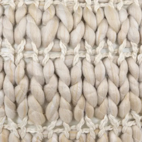 Northlight 16" Khaki Jumbo Knit Square Throw Pillow with Velvet Back Beige {5}