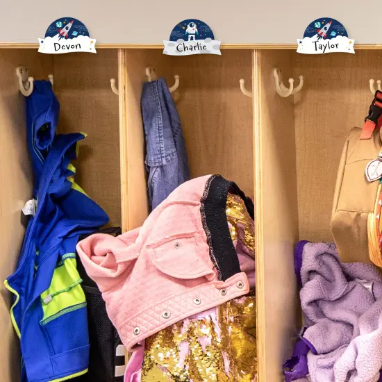 Big Dot of Happiness Outer Space Galaxy - DIY Blank Paper Desk or Locker Labels - Classroom Name Tags - Set of 32 {6}