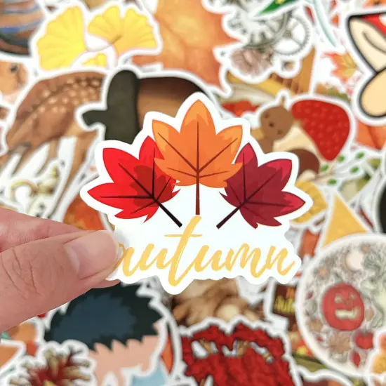 Wrapables Waterproof Vinyl Stickers for Water Bottles, Laptop, Phones, Skateboards, Decals for Teens, 100pcs Autumn {4}