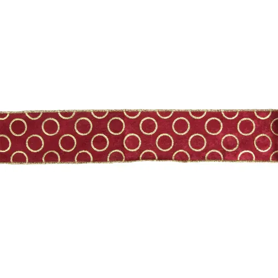 Northlight Red and Gold Circle Wired Christmas Craft Ribbon 2.5" x 16 Yards {1}