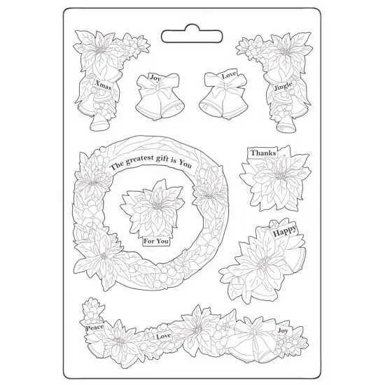 Stamperia Soft Maxi Mould A5-Poinsettia And Garlands {1}