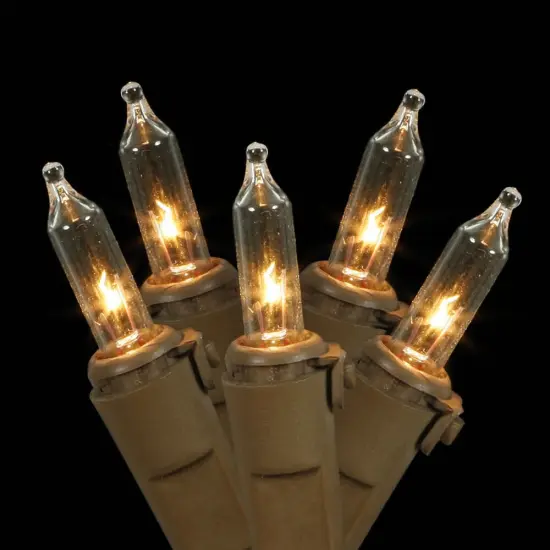 100 Clear Lights Brown Wire 46ft. Christmas Set {3}