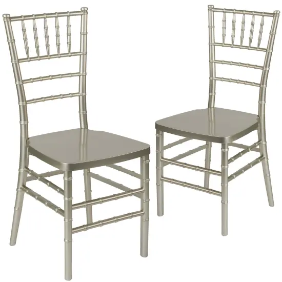 Emma and Oliver 2 Pack PREMIUM Resin Stacking Chiavari Chair Champagne {1}