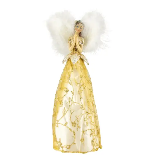 Northlight 10" Gold and White Angel Christmas Tree Topper, Unlit {1}