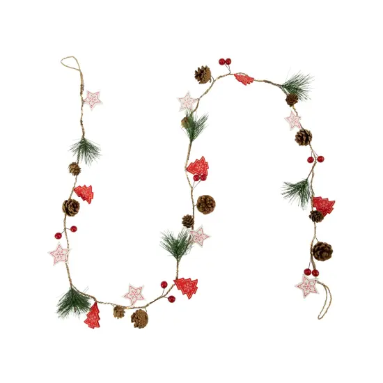 Northlight Pre-Lit Battery Operated Stars and Trees Christmas Garland - 6' - Warm White Red {1}