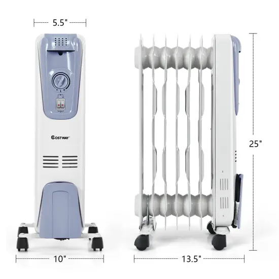Costway 1500W Electric Oil Filled Radiator Space Heater 7-Fin Thermostat Room Radiant {3}