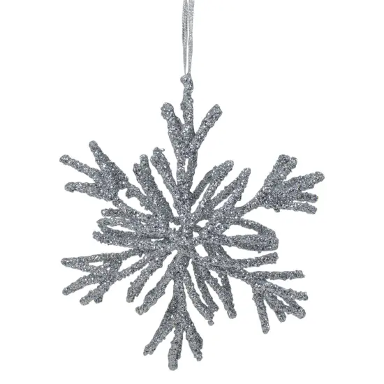 Northlight Glitter Snowflake Christmas Ornament - 7.5" - Silver {3}