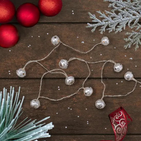 Northlight LED Christmas Bells Fairy Lights - 5.5' - Clear Wire - Silver - 10ct {5}