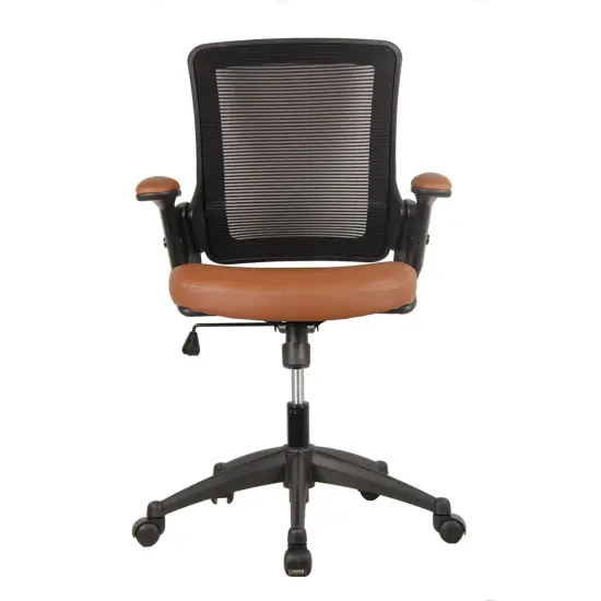 Techni Office Solutions 34" Black, Brown, and Metallic Gray Mid-Back Mesh Task Office Chair {3}