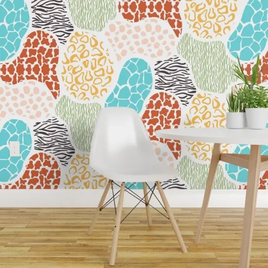 Peel & Stick Wallpaper 2FT Wide Abstract Jungle Animal Nature Zebra Leopard Cow Kitsch Custom Removable Wallpaper by Spoonflower {1}