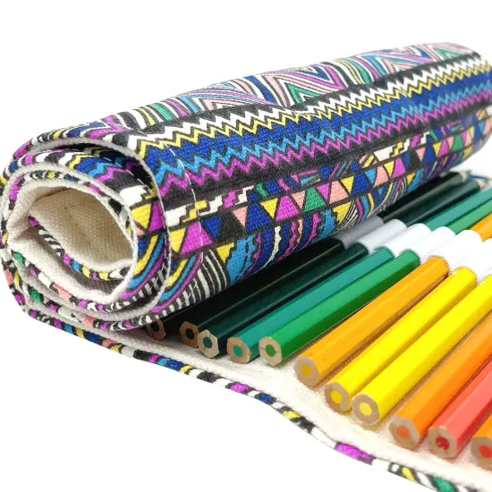 Wrapables Pencil Roll Organizer, Colored Pencil Wrap Pouch (72 slots) Bohemian {6}